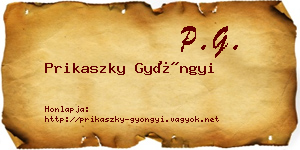 Prikaszky Gyöngyi névjegykártya